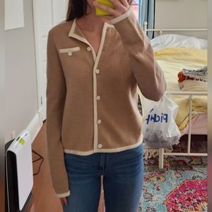 Brooks Brothers Extra Fine Merino Wool Tan Camel Cardigan